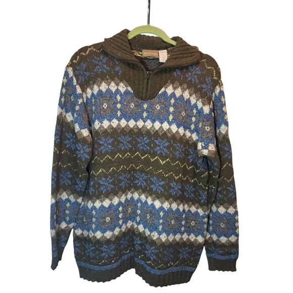 Chunky Aztec women's Vintage Liz Claiborne sweater Size med warm cozy - Picture 1 of 8